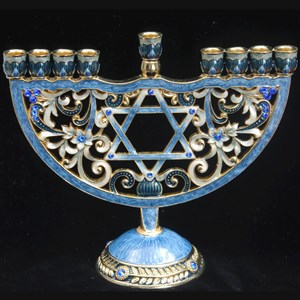 1011- Menorah - Jeweled, star, 6.5"