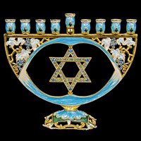 1023- Menorah, jeweled, star, 6.5"