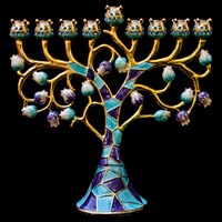 1042- Menorah, jeweled, 6.25", "Tree"