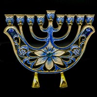 1063- Menorah, jeweled  6.5"