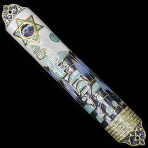 1208- Mezuzah Case,Jerusalem,  jeweled, large