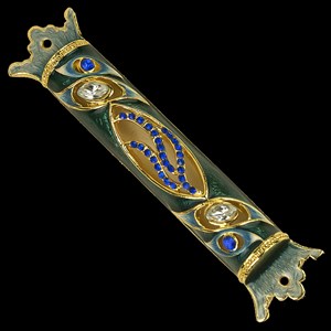 1298- Mezuzah Case, jeweled, small