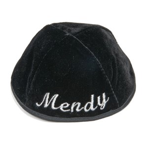 0789-A-BK-M- Kippah - Velvet,  Mendy E, Black, Medium