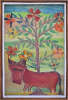 Gerard Paul (Haitian, 20th c.), Horse by Flowering Tree