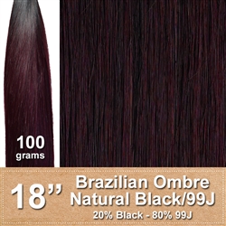 Brazilian Straight Ombre Human Hair Weft, Black/99J 18 Inches 100g
