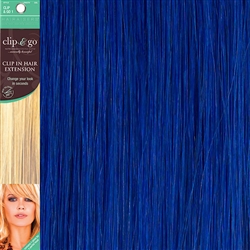 Clip and Go 1 High Heat Fiber Clip In Hair Extensions 18 Inches Royal Blue