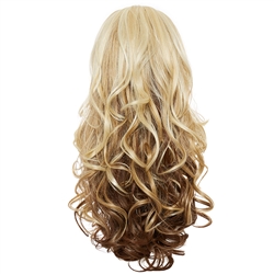 Balayage, Ombre Three Quarter Hair Piece Curly Platinum and Chestnut