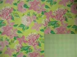 Closeout 26x417 Reversible Clematis/Green Gingham Giftwrap