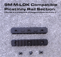9 Slot M-LOK Compatible Picatinny Rail Section w/ 3 screws and nuts
