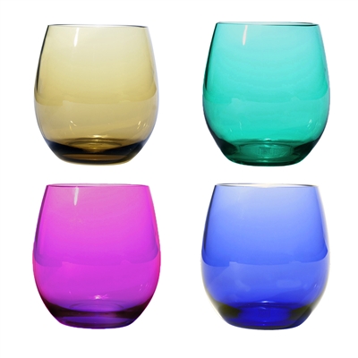 Shatterproof Stemless Drinkware Set of 4, Jeweltones