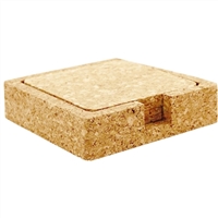 Cork Coaster Square W/Caddy, Set/4