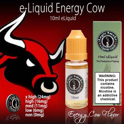 Logic Smoke 10ml Energy Cow Vape Juice - Enjoy the flavor of your favorite energy drink with your nicotine fix. A happy vaping experience awaits!