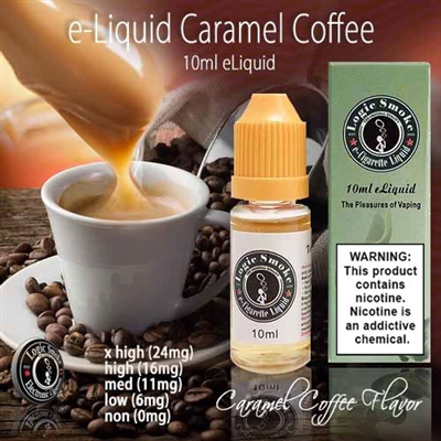 10ml bottle of caramel coffee flavored e-liquid from LogicSmoke, available in 5 nicotine levels. Perfect for vapers who love the rich and smooth taste of caramel coffee.