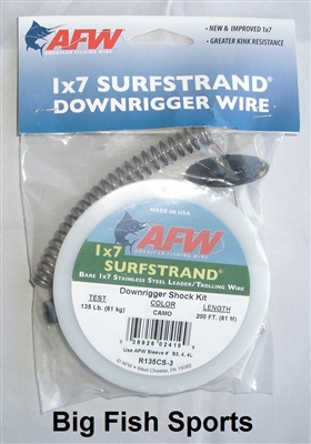 AFW 1X7 SURFSTRAND DOWNRIGGER WIRE SHOCK KIT ASSEMBLY #R135CS-3