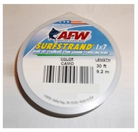AFW SURFSTRAND BARE STAINLESS STEEL LEADER/TROLLING WIRE- 30' - 135lb Test