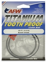 AFW TOOTH PROOF TITANIUM LEADER - SINGLE STRAND WIRE - 15 FEET - ALL TESTS - 40lb Test