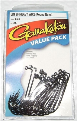 GAMAKATSU 90 DEGREE HEAVY WIRE ROUND BEND JIG HOOKS #604- 25 HOOKS