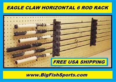 EAGLE CLAW HORIZONTAL ROD RACK- HOLDS 6 FISHING RODS #ARRH