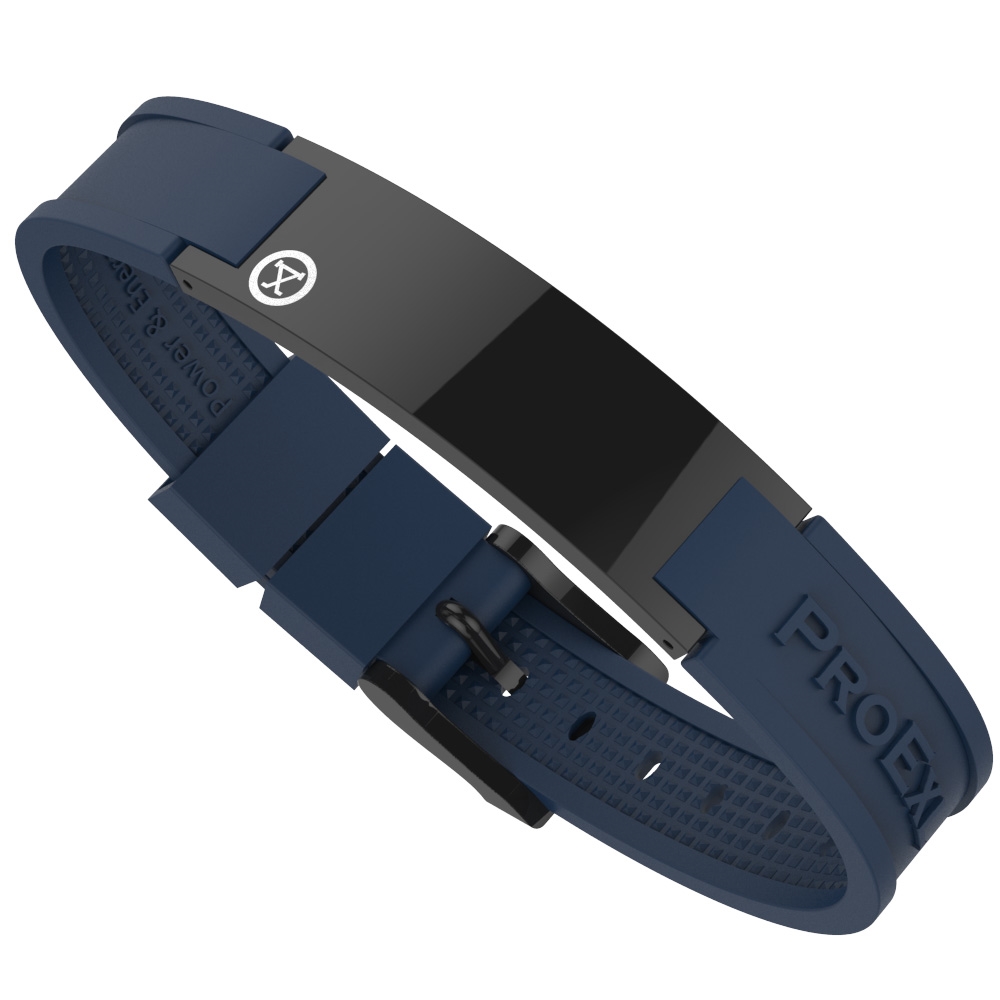 Ultimate Shiny Black Magnetic Bracelet with Blue Strap