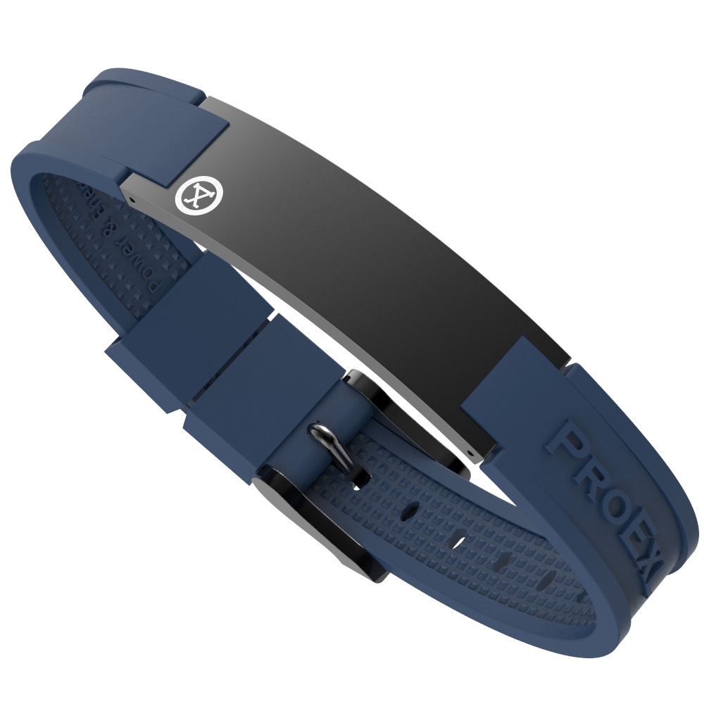 Ultimate Satin Black Magnetic Bracelet with Blue Strap