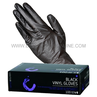 Colortrak Black Vinyl Gloves Medium, 100 Pack