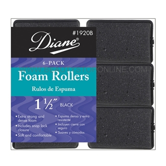 Diane Foam Rollers 1 1/2" Black, 6 Pack