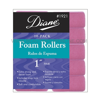 Diane Foam Rollers 1" Pink, 10 Pack