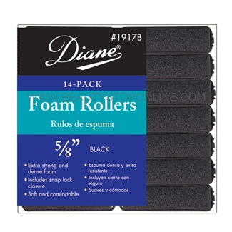 Diane Foam Rollers 5/8" Black, 14 Pack