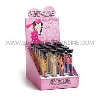 Ultra Pin-Up Girls Slant Tip Tweezers 24 Piece Display