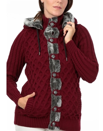 Women Burgundy Knit Sweater