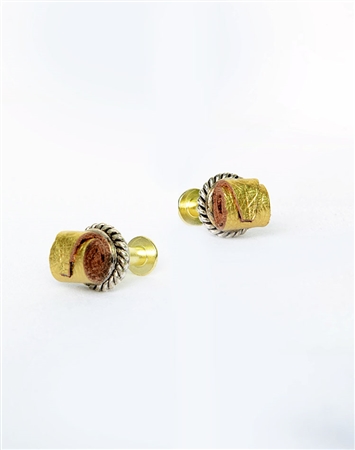 Janick Luxury Hand-Crafted Cuff Links | Gold Leather Roll