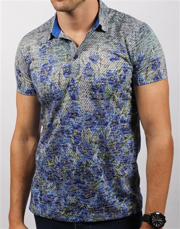 Navy Floral Polo Shirt