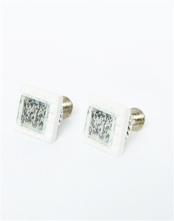 Janick Luxury Hand-Crafted Cuff Links | White Retro Zero Three