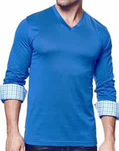 Royal Blue Long Sleeve Sport v neck Shirt