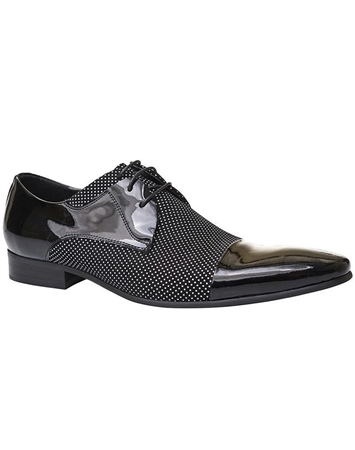 Designer Black Fashion Dress Shoes | Class White Dot Dress Shoes