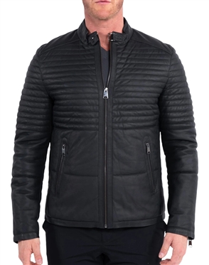 Maceoo matt black leather Jacket