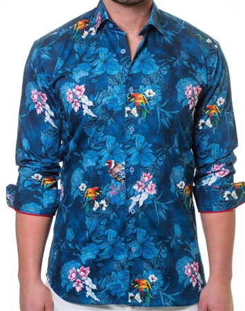 Blue Floral Dress Shirt