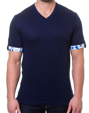 Dark Navy Fashion V-Neck Shirt