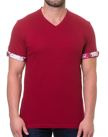 Red Modern Fit V-Neck Shirt