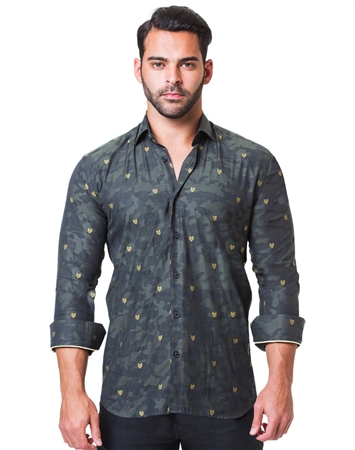 Green Camouflage Dress Shirt