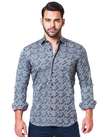 Gray Jacquard Square Dress shirt