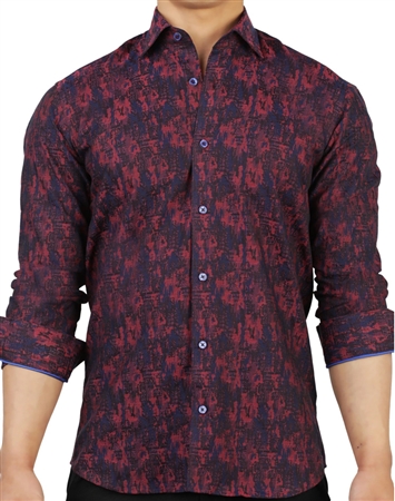 Elegant Maceoo Fibonacci Camouflage Red Dress Shirt