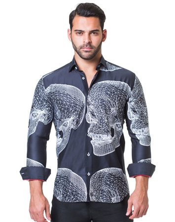 Black White Skull Print Shirt