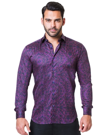 Purple Geometric Casual Shirt