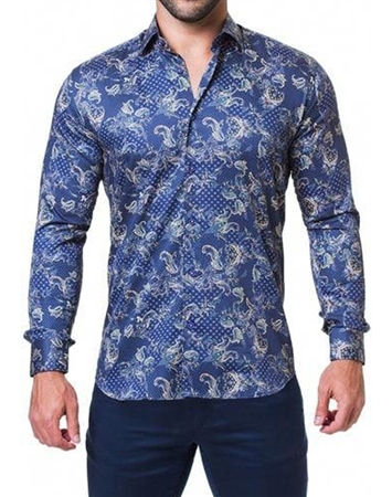 Navy Blue Floor Casual Shirt