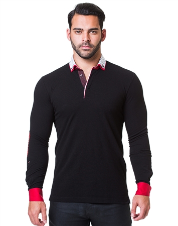 Sporty Long Sleeve Black Polo