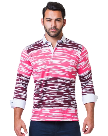 Designer Pink Block Stripe Polo