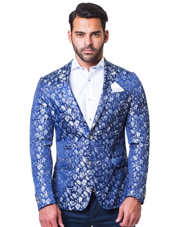 Blue Gray Floral Sport Coat