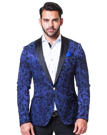 Blue Black Leopard Print Blazer