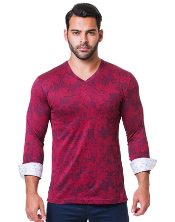 Stylish Red V-Neck Shirt